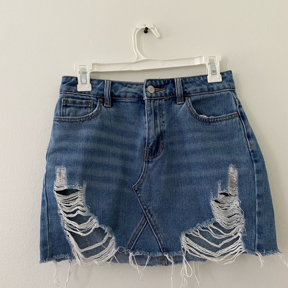 Ripped jean skirt